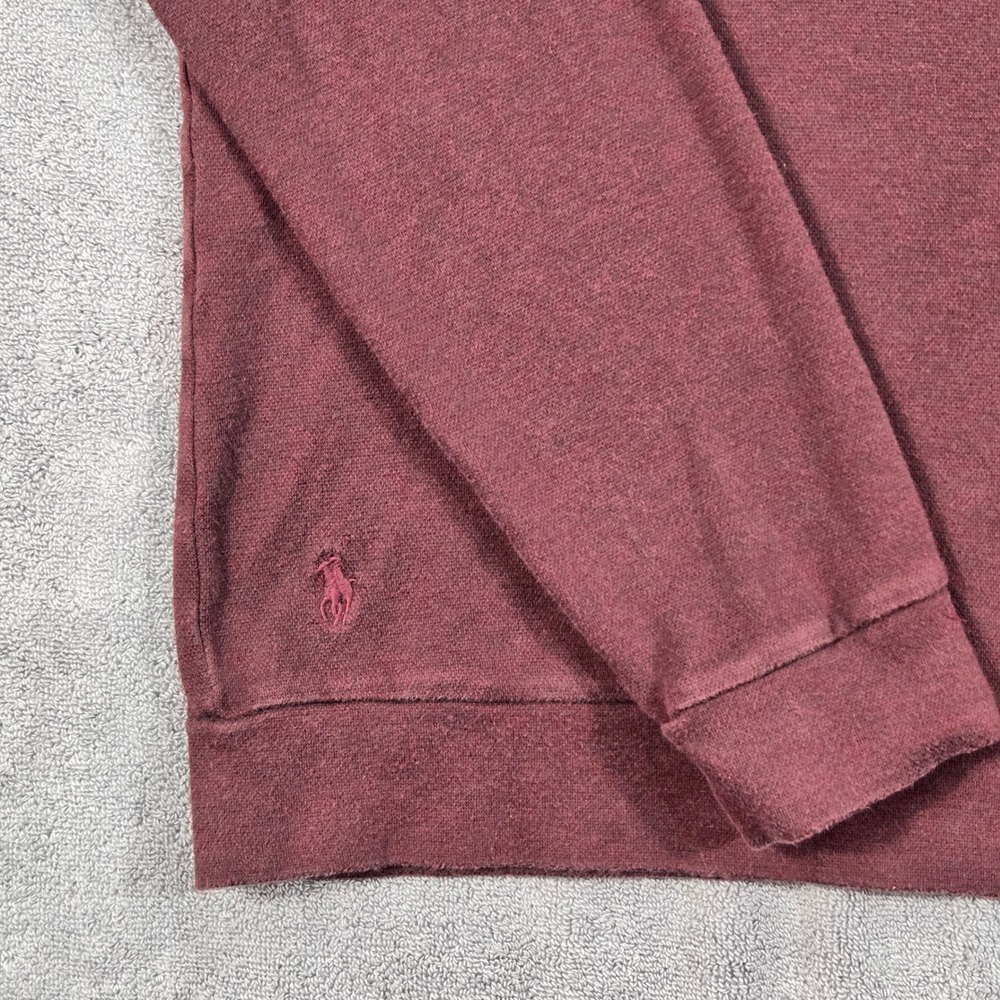 Polo Ralph Lauren Men's M Quarter Zip Pullover Sweater Burgundy Cotton Rayon - Picture 3 of 13